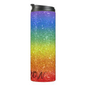 Regenbogen-Glitzer Streifen mit Individuelle Name Thermosbecher (Nach rechts gedreht)