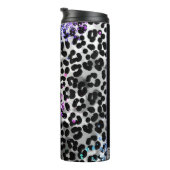 *~* Regenbogen Glitzer Tierleoparden Girly QR Thermosbecher (Nach rechts gedreht)