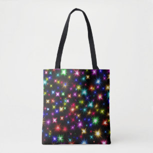 Regenbogen-Glitzern, Sterne und Feuerwerkskörper Tasche