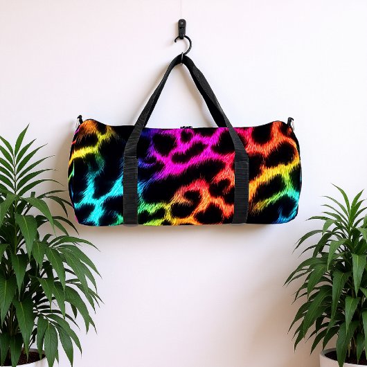 Regenbogen-Glow-Leopardenprint Duffle Bag
