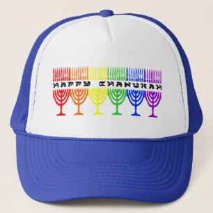 Regenbogen glückliche Chanukah Hüte Truckerkappe