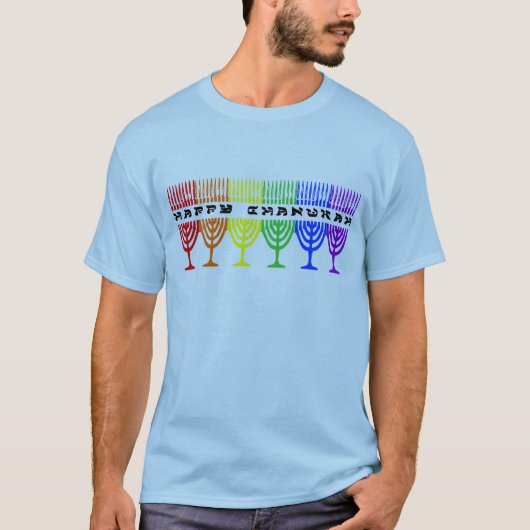Regenbogen glückliche Chanukah Shirts (Vorderseite)
