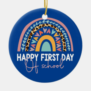Regenbogen Glücklicher Erster Schultag Lehrer Jung Keramik Ornament