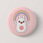 Regenbogen-glückliches Kaninchen Button (Vorderseite)