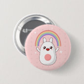 Regenbogen-glückliches Kaninchen Button (Vorne & Hinten)
