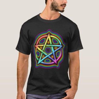 Regenbogen-Glühen-Pentagramm T-Shirt