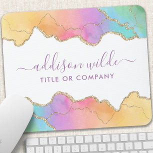 Regenbogen-Gold-Aquarell-Achat-Salon-Geschäft Mousepad