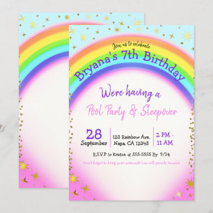 Regenbogen-Gold-Glitzer-Fantasy-Geburtstagsfeier Einladung