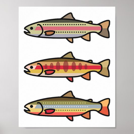Regenbogen-Goldbachforellen-Anglergeschenk Poster (Vorne)