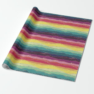 Regenbogen-Goldstreifen Geschenkpapier