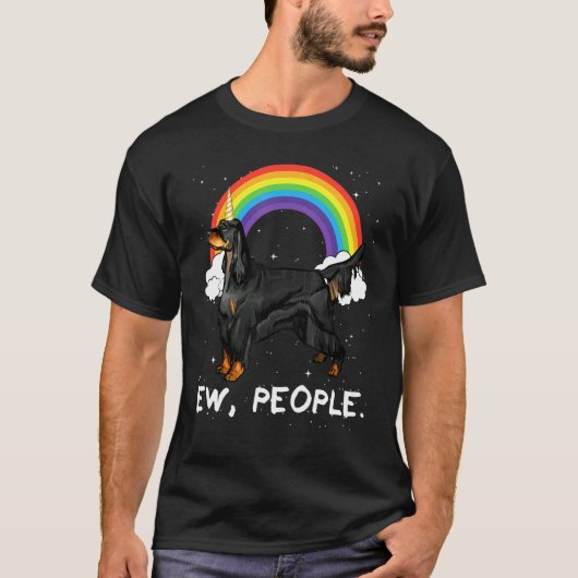 Regenbogen Gordon Setter Ew Menschen Einhorn Hund T-Shirt (Vorderseite)