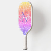 Regenbogen-Gradient-Schwimmbad-Foto-Chic-Monogramm Pickleball Schläger (Links)