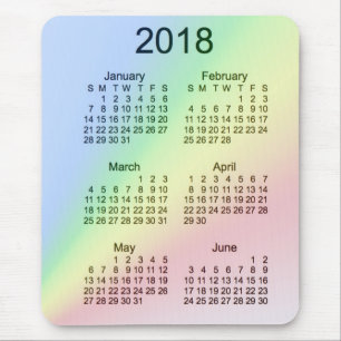Regenbogen-Großdruck-6-monatiger Kalender 2018 Mousepad