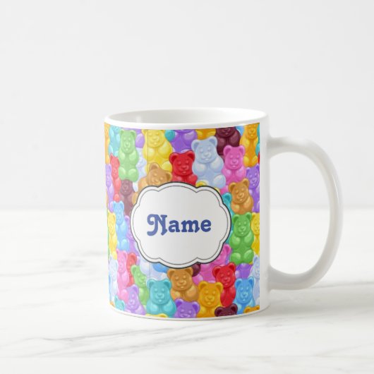 Regenbogen-gummiartiger Bärn-personalisierte Tasse (Rechts)