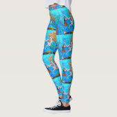 Regenbogen-haarige Meerjungfrauen blau Leggings (Links)