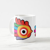 Regenbogen-Hahn mit rotem Kamm Kaffeetasse (Vorderseite Links)