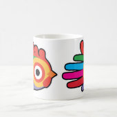 Regenbogen-Hahn mit rotem Kamm Kaffeetasse (Mittel)
