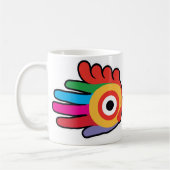 Regenbogen-Hahn mit rotem Kamm Kaffeetasse (Links)