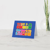 Regenbogen Hallo Freund Retro Karte (Vorderseite)