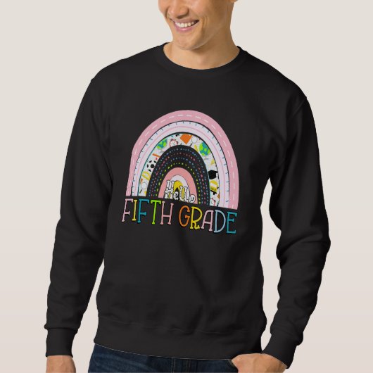 Regenbogen Hallo Fünfte Klasse Zurück zur Schule 5 Sweatshirt (Vorderseite)