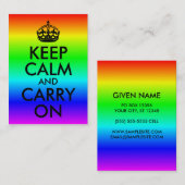 Regenbogen halten Ruhe und tragen weiter Visitenkarte (Vorne/Hinten)