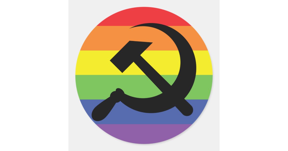 Regenbogen-Hammer-u. Sichel-Aufkleber Runder Aufkleber ...