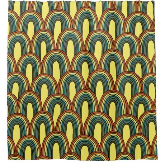 Regenbogen Hand Gezeichnet: Vintager Nahtloser Arm Duschvorhang (Vorderseite)