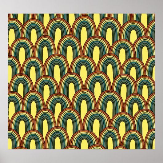 Regenbogen Hand Gezeichnet: Vintager Nahtloser Arm Poster (Vorne)