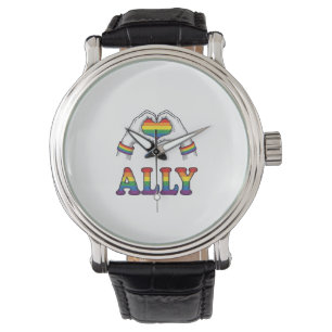 Regenbogen Hände Herz Vintage Pride Shirt Design Armbanduhr