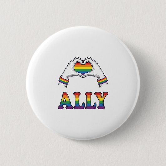 Regenbogen Hände Herz Vintage Pride Shirt Design Button (Vorderseite)