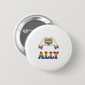 Regenbogen Hände Herz Vintage Pride Shirt Design Button (Vorne & Hinten)