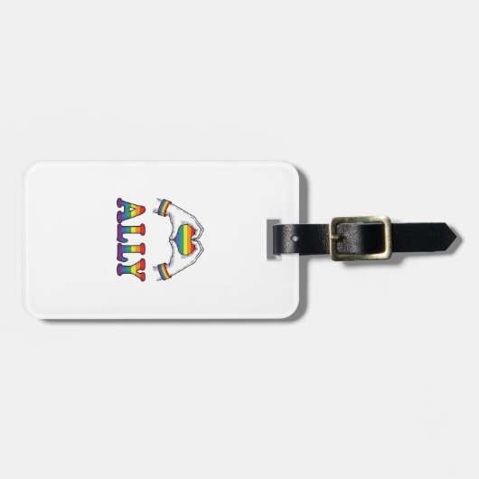 Regenbogen Hände Herz Vintage Pride Shirt Design Gepäckanhänger (Vorderseite horizontal)