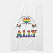 Regenbogen Hände Herz Vintage Pride Shirt Design Geschirrtuch (Vertikal)