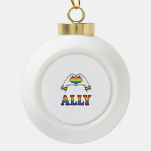 Regenbogen Hände Herz Vintage Pride Shirt Design Keramik Kugel-Ornament