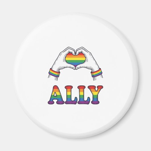 Regenbogen Hände Herz Vintage Pride Shirt Design Magnet (Vorne)