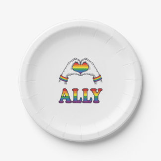 Regenbogen Hände Herz Vintage Pride Shirt Design Pappteller