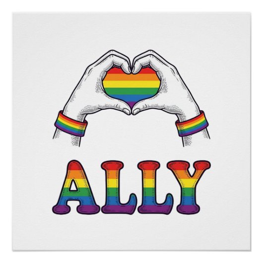 Regenbogen Hände Herz Vintage Pride Shirt Design Poster (Vorderseite)