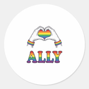 Regenbogen Hände Herz Vintage Pride Shirt Design Runder Aufkleber