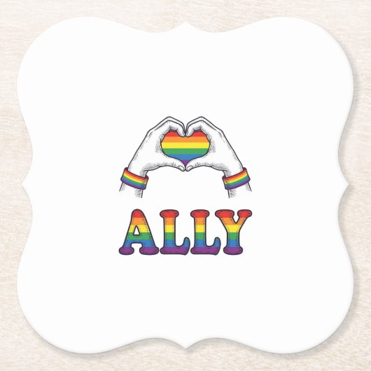 Regenbogen Hände Herz Vintage Pride Shirt Design Untersetzer (Vorderseite)