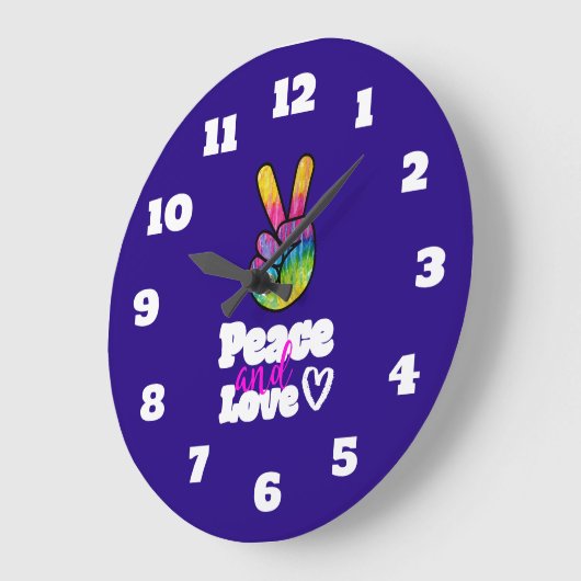 Regenbogen-Handfriedenszeichen-Frieden und Große Wanduhr (Winkel)