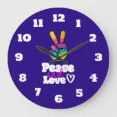 Regenbogen-Handfriedenszeichen-Frieden und Große Wanduhr (Vorderseite)