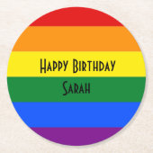 Regenbogen Happy Birthday Party Papier Untersetzer (Vorderseite)
