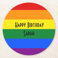 Regenbogen Happy Birthday Party Papier Untersetzer