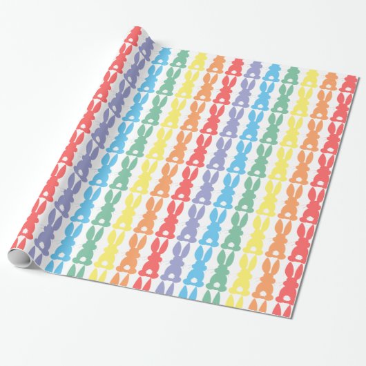 Regenbogen-Häschen-Kaninchen-Silhouette-niedlicher Geschenkpapier (Ungerollt)