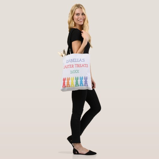Regenbogen-Häschen-personalisierte Tasche (Am Model)
