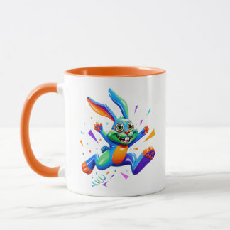 Regenbogen-Häschen springt süßes Cartoon Tasse