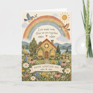 Regenbogen-Häuschen zum gemeinsamen Adoptionstag Karte