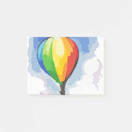 Regenbogen-Heißluft-Ballon Post-it Klebezettel (Vorderseite)