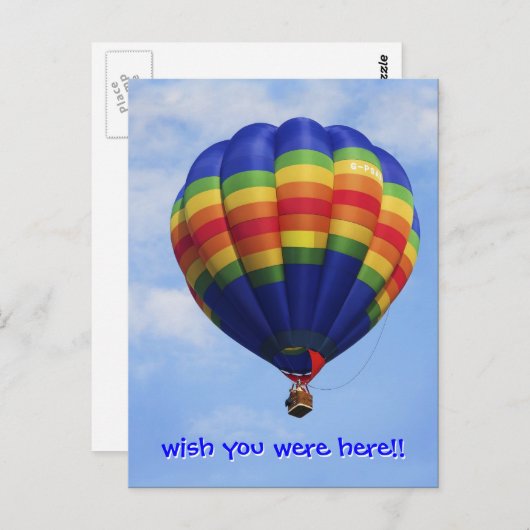 Regenbogen Heißluftballon Postkarte (Vorne/Hinten)
