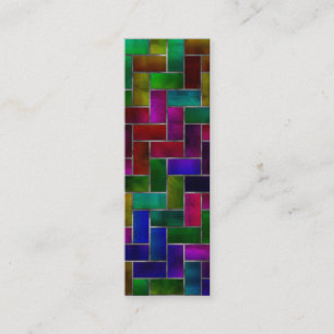Regenbogen-Herringbone-Ziegel-Buntglasfenster Mini Visitenkarte